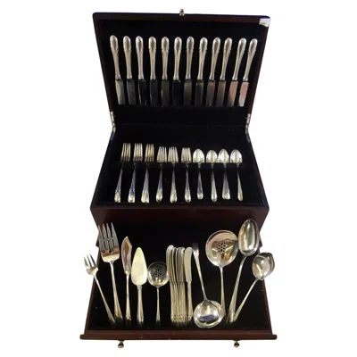 Pre-owned Towle Silversmiths Symphony By Towle Sterling Silver Flatware Service For 12 Set 69 Pieces In Black