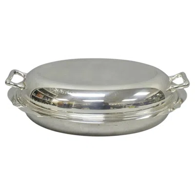 Pre-owned Towle Silversmiths Vintage Towle 4046 Silver Plated Oval Covered Vegetable Serving Dish Platter