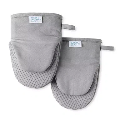 Town & Country Basketweave Antimicrobial 2-pc. Mini Oven Mitt Set In Gray
