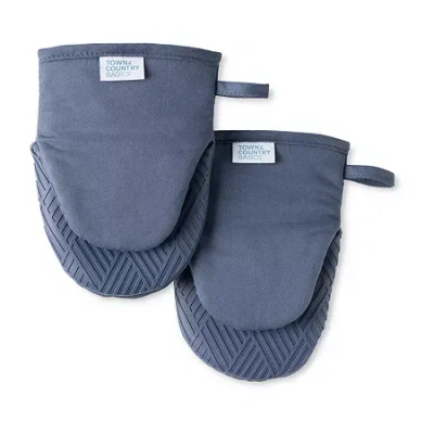 Town & Country Basketweave Antimicrobial 2-pc. Mini Oven Mitt Set In Blue