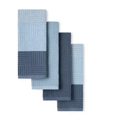 Town & Country Basketweave Kitchen Towel Set In Blue