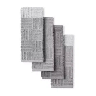 Town & Country Basketweave Kitchen Towel Set In Gray