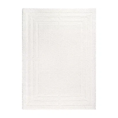 Town & Country Cloud Shag Geometric Washable Indoor Rectangular Area Rug In White