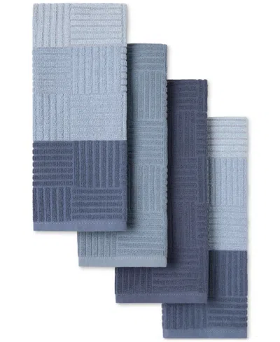 Town & Country Living Basics Basketweave Kitchen Towel, Set Of 4 In Blue