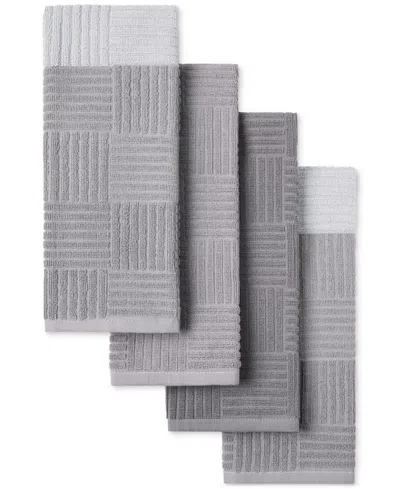 Town & Country Living Basics Basketweave Kitchen Towel, Set Of 4 In Grey