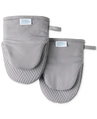 Town & Country Living Basics Silicone Basketweave Mini Oven Mitts, Set Of 2 In Grey