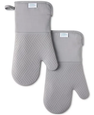 Town & Country Living Basics Silicone Basketweave Oven Mitts, Set Of 2 In Grey
