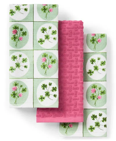 Town & Country Living Clover Windows 3-pack Kitchen Towels In Multi