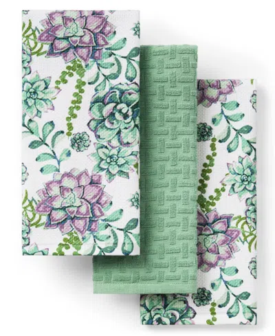 Town & Country Living Clover Windows 3-pack Kitchen Towels In Multi