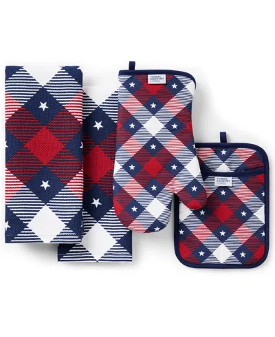 Town & Country Living Patriotic Plaid 4-piece Kitchen Essentials Set In Multi