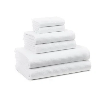 Town & Country Living Town & Country Basics 6-piece Assorted Waffle Woven Terry Stripe Set, 2 Bath, 2 Hand, 2 Wash, 100% C In White