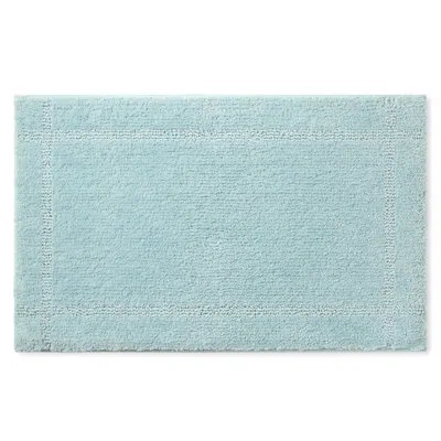 Town & Country Living Town & Country Everyday Ultra Plush Solid Tufted Border Machine Washable Bath Mat 20"x32" In Aqua Blue