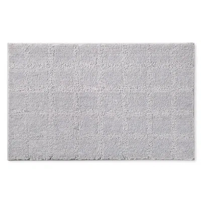 Town & Country Living Town & Country Everyday Ultra Plush Solid Tufted Windowpane Machine Washable Bath Mat 20"x32" In Gray