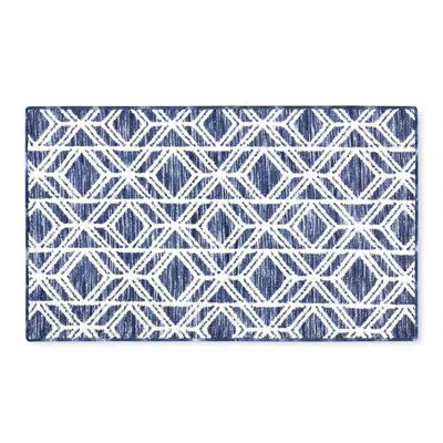 Town & Country Living Town & Country Everyday Walker Modern Diamond Everwash Non-slip Backing Kitchen Mat In Blue