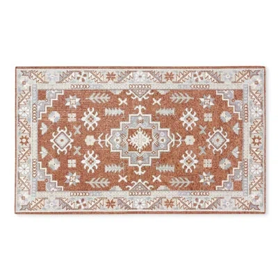 Town & Country Living Town & Country Luxe Livie Everwash Non-slip Backing Kitchen Mat In Rust Ivory