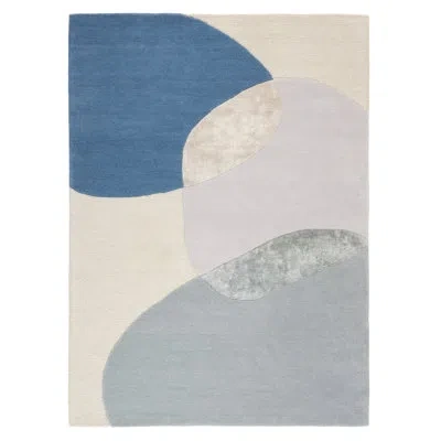Town & Country Living Town & Country Luxe Olso Abstract Colorblock Handcrafted Area Rug Beige/blue/grey In Blue;beige;gray