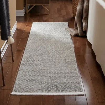 Town & Country Living Town & Country Luxe Tretta Modern Geo Area Rug With Plush High-low Texture, Gray