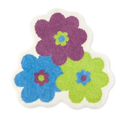 Town & Country Living Town & Country Play Blossom Retro Daisy Flower Shaped Bath Mat In Blue,green,purple