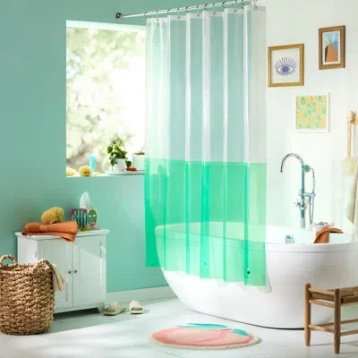 Town & Country Living Town & Country Play Ciara Mod Colorblock Peva Shower Curtain Liner 70"x72" In Clear,green