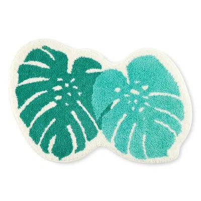 Town & Country Living Town & Country Play In The Tropics Monstera Leaves Shaped Bath Mat, Green, 20.4"x30.9"