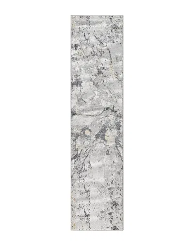 Town & Country Luxe Bold Marble Deco Area Rug With Metallic Ribbed Pile In Black