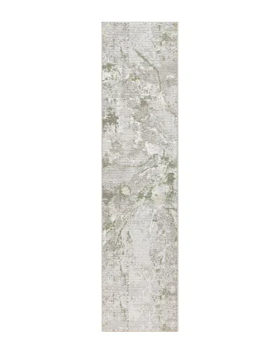 Town & Country Luxe Bold Marble Deco Area Rug With Metallic Ribbed Pile In Green