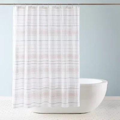 Town & Country Solana Stripe Grey Shower Curtain In White