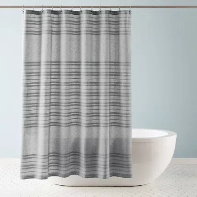 Town & Country Sophia Stripe Charcoal Shower Curtain In Gray