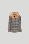 Toy G. Cappotto Corto Fantasia A Quadri In Grigio
