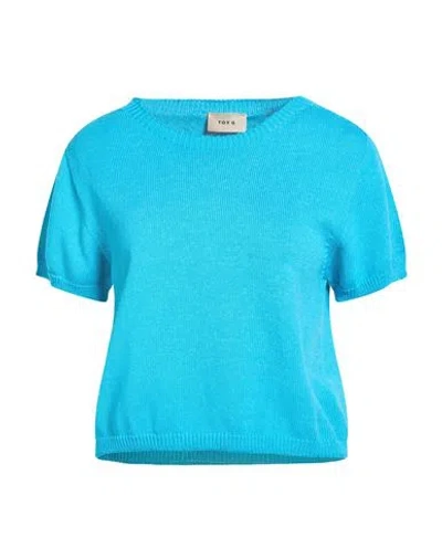 Toy G. Woman Sweater Azure Size S/m Cotton, Polyamide In Blue