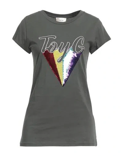 Toy G. Woman T-shirt Dark Green Size L Cotton