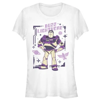 Toy Story 5 Junior's Purple Buzz Frame Short Sleeve Graphic T-shirt In White