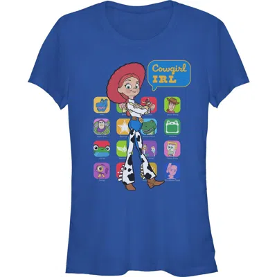 Toy Story 5 Junior's  Cowgirl Irl Color Collage Graphic T-shirt In Blue