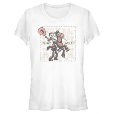 Toy Story 5 Junior's  Stay Wild Jessie And Bullseye Graphic T-shirt In White