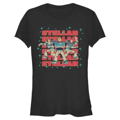 Toy Story 5 Junior's  Stellar Stars Buzz Graphic T-shirt In Black