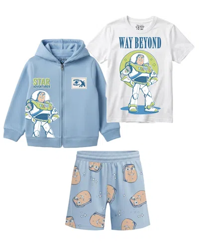 Toy Story Babies' Boys' 2t-7 Buzz Lightyear Graphic T-shirt, Sweatshirt And Shorts, 3-piece Set In Multi