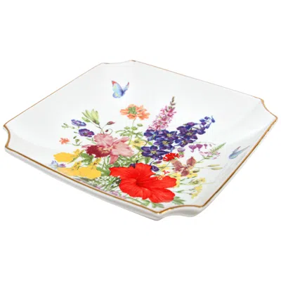 Pre-owned Toyo Vintage Japanese  Porcelain Plate, Hand-painted Floral, 1950s In Sand
