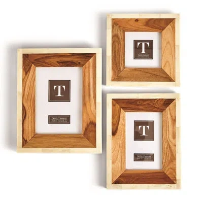 Tozai 3 Piece Wood And Bone Picture Frame Set In Brown