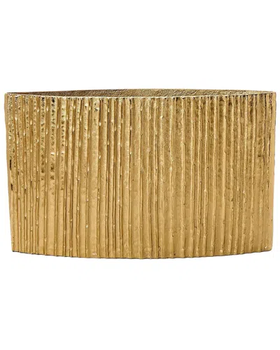 Tozai Home Bamboo Pleated Vase In Gold