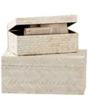 Tozai Home Basket Weave Set Of 2 Bone Boxes