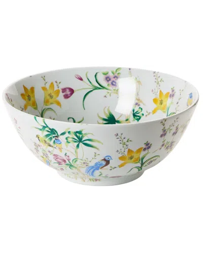 Tozai Home Bird & Blossom Chinoiserie Decorative Bowl In Blue