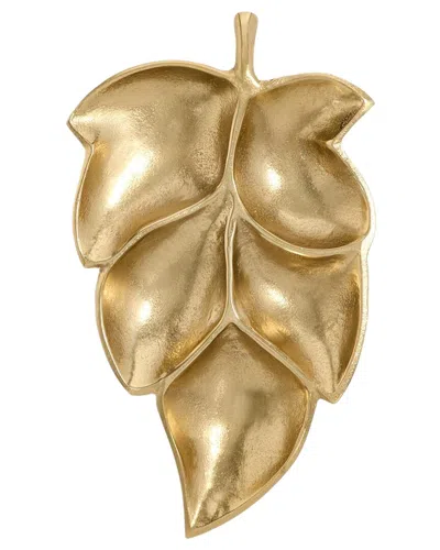 Tozai Home Chestnut Leaf Tray In Gold