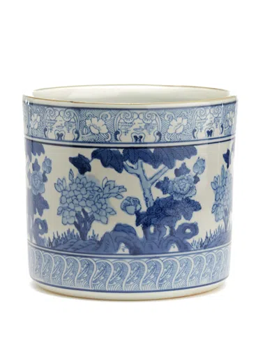 Tozai Home Garden Scene Vase In Blue