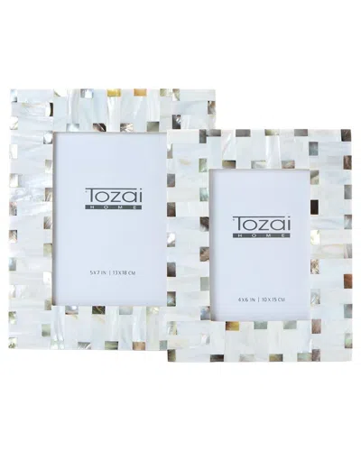 Tozai Home Mayfair Set Of 2 Mother-of-pearl Shell Photo Frames In Blue