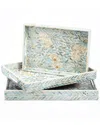 Tozai Home Palawan Flower Set Of 3 Mother-of-pearl Lacquered Trays