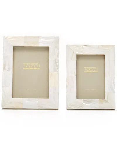 Tozai Home Pearly White Set Of 2 Photo Frames