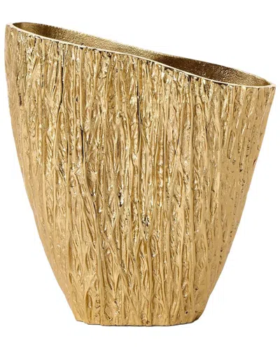 Tozai Home Pleats Vase With Slope Top Edge In Gold