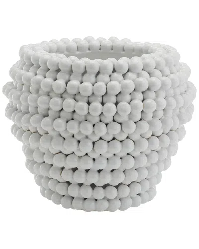 Tozai Home Pompom Decorative Vase/planter In White