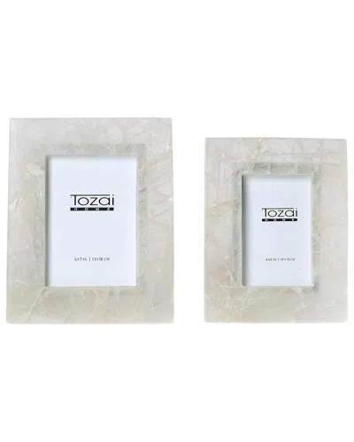 Tozai Home Quartz Set Of 2 Photo Frames In White