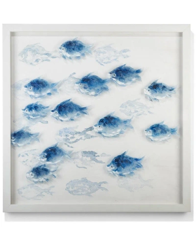 Tozai Home School Of Fish Hand-painted Wall Art In Blue